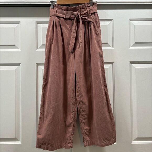 American Eagle Pink Corduroy Paperbag Wide Leg Pants Size M - Picture 4 of 12